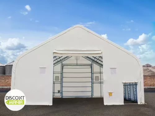 TP Everest 12x20mx2 4,2m oldalmagas ponyvacsarnok nehezen éghető PRIMEtex 2300 ponyvával, fehér