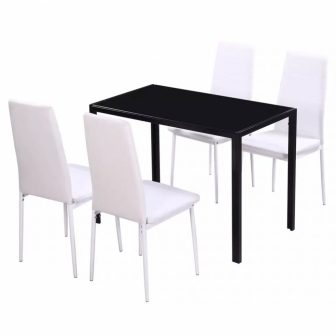 VID 5 darabos étkező asztal szett fekete és fehér