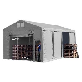   TP Vario 6x8m 3m oldalmagas raktársátor, bejárat típusa: felhúzható