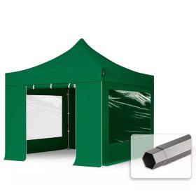   TP 3x3m összecsukható 750N acél vázas pavilon, 4 db oldalfallal - zöld