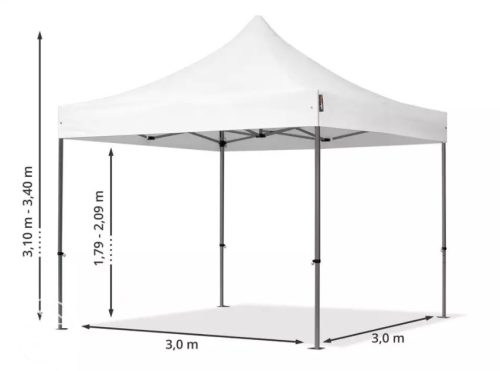 TP 3x3m összecsukható 750N acél vázas pavilon, 4 db oldalfallal - zöld