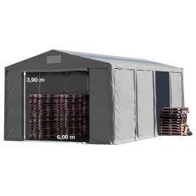   TP Vario 8x12m 4m oldalmagas raktársátor tetőablakkal, bejárat típusa: standard