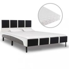 VID fekete és fehér műbőr ágy matraccal 120x200 cm