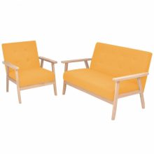 VID 2 személyes dizájnos sárga kanapé + karosszék