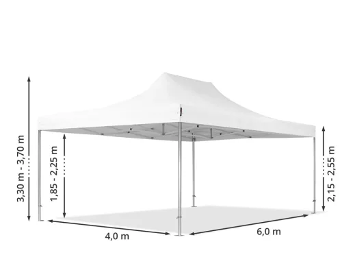 TP 4x6m összecsukható 850N alumínium pavilon, 4 db oldalfallal, nehezen éghető - fekete