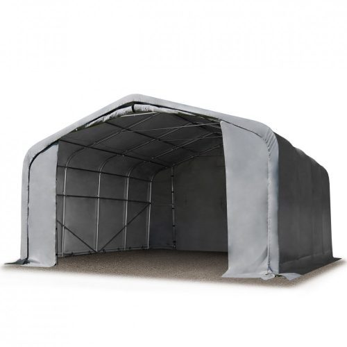 Garažni šator 7x7m-bočna visina:2,7m, ulaz:5,0x2,9m-WIKINGER PVC 550g/m2-sive boje