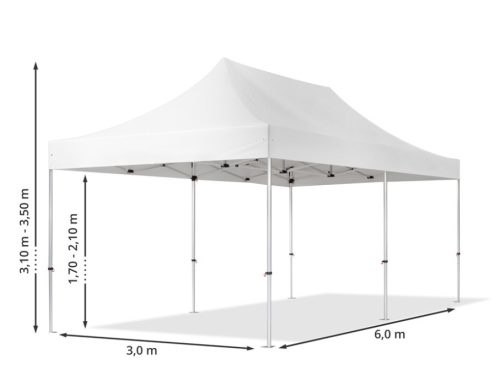 TP 3x6m összecsukható aluminium 800N pavilon, oldalfal nélkül - sötétszürke