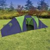 VID Poliészter kemping sátor 9 személyes zöld-sötétkék színben