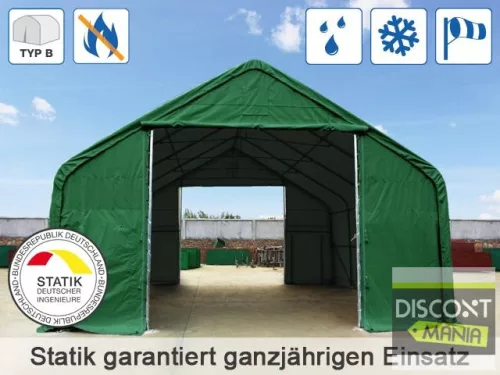 TP Everest 5x10m 3m oldalmagas raktársátor nehezen éghető PRIMEtex 2300 ponyvával, szürke