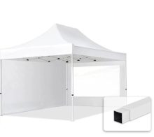   Professional összecsukható sátrak ECO 300g/m2 ponyvával, acélszerkezettel, 2 oldalfallal, panoráma ablakkal - 3x4,5m fehér