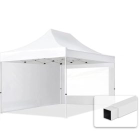   TP 3x4,5m összecsukható acél pavilon, 2 db oldalfallal - fehér