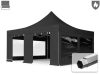 TP 5x5m összecsukható 850N alumínium pavilon, 4 db oldalfallal, tűzálló - fekete