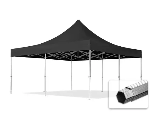 TP 5x5m összecsukható 850N alumínium pavilon, 4 db oldalfallal, nehezen éghető - fekete