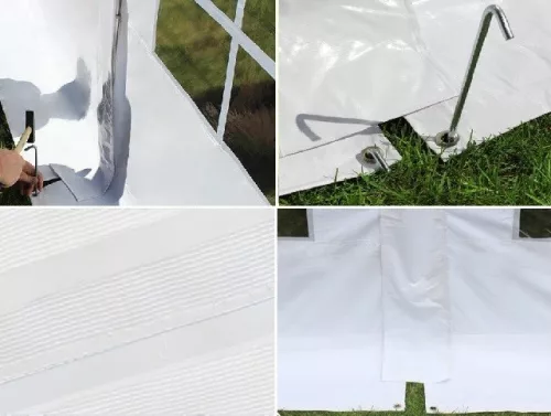 TP 6x10m erősített rendezvénysátor, PVC 800 - fehér - nehezen éghető