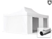   Professional összecsukható sátor PROFESSIONAL 620g/m2 tűzálló ponyvával, alumínium szerkezettel, 4 oldalfallal, ablak nélkül - 4x6m fehér