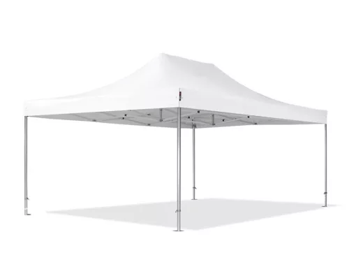 TP 4x6m összecsukható 850N alumínium pavilon, 4 db oldalfallal, ablak nélkül, nehezen éghető - fehér