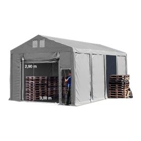   TP Vario 5x8m 3m oldalmagas raktársátor, bejárat típusa: felhúzható