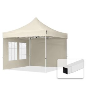   TP 3x3m összecsukható acél pavilon, 2 db oldalfallal - krém