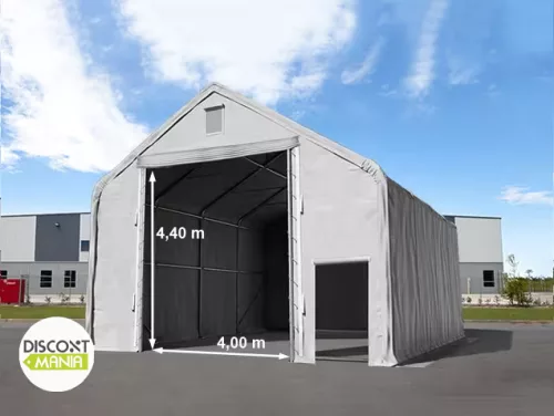 TP Everest 8x12m 4m oldalmagas raktársátor PRIMEtex 2300 ponyvával, szürke