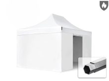   Professional összecsukható sátor PROFESSIONAL 620g/m2 tűzálló ponyvával, alumínium szerkezettel, 4 oldalfallal, ablak nélkül - 3x4,5m fehér