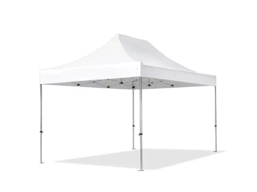TP 3x4,5m összecsukható 850N alumínium pavilon, 4 db oldalfallal, ablak nélkül, nehezen éghető - fehér