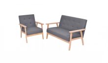 VID 2 személyes dizájnos szürke kanapé + karosszék