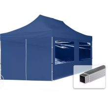   Professional összecsukható sátrak ECO 300 g/m2 ponyvával, alumínium szerkezettel, 4 oldalfallal - 3x6m kék