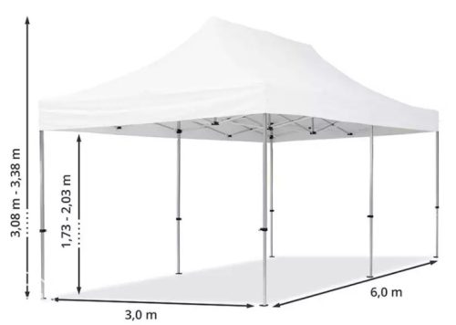 TP 3x6m összecsukható alumínium pavilon, 4 db oldalfallal - kék
