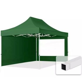   TP 3x4,5m összecsukható acél pavilon, 2 db oldalfallal - zöld