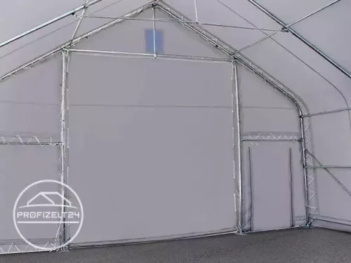 TP Everest 10x20m 3m oldalmagas raktársátor nehezen éghető PRIMEtex 2300 ponyvával, tetőablakkal, szürke