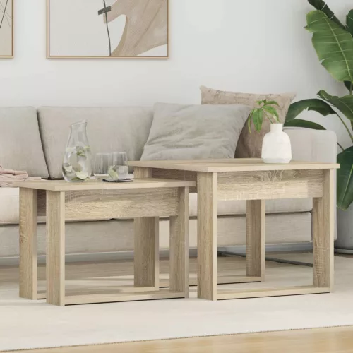  Kávasztal Szett 2 pcs Sonoma tölgy Faanyag
