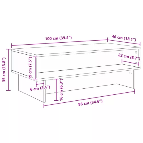  Dohányzóasztal Fekete tölgy 100 x 46 x 35 cm Faanyag