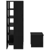  Cipőszekrény polcokkal tárolóval 2 pcs Fekete tölgy Faanyag