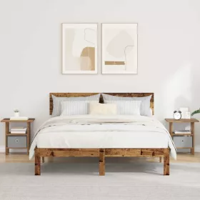    Éjjeli asztal fiókkal 2 pcs Öreg fa 41 x 40 x 45 cm Faanyag