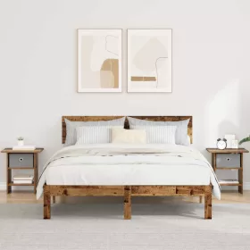    Éjjeli asztal fiókkal 2 pcs Öreg fa 41 x 40 x 45 cm Faanyag