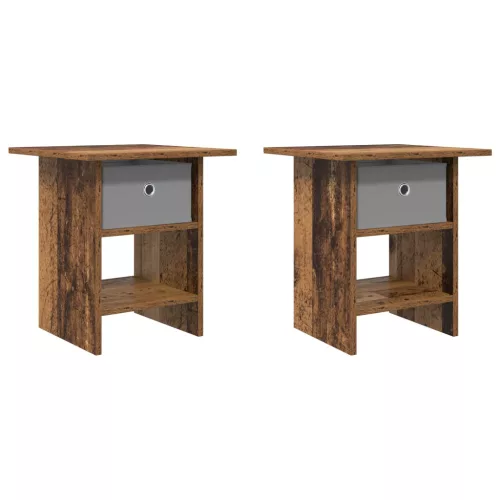  Éjjeli asztal fiókkal 2 pcs Öreg fa 41 x 40 x 45 cm Faanyag