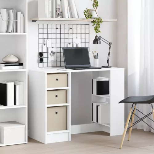  Asztal fiókkal polcokkal Fehér 100 x 40 x 75 cm Faanyag