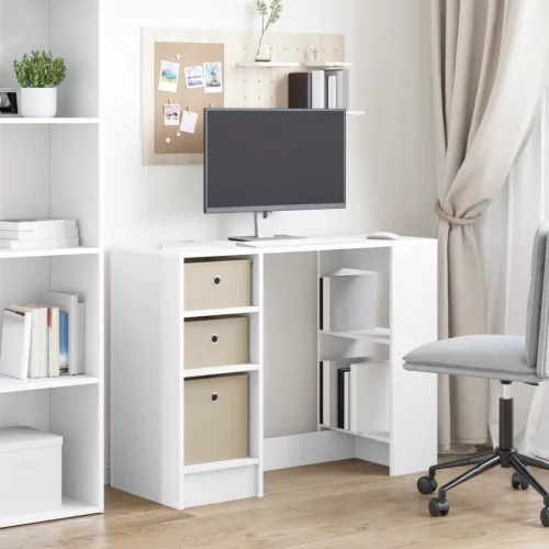  Asztal fiókkal polcokkal Fehér 100 x 40 x 75 cm Faanyag
