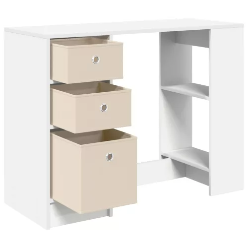  Asztal fiókkal polcokkal Fehér 100 x 40 x 75 cm Faanyag