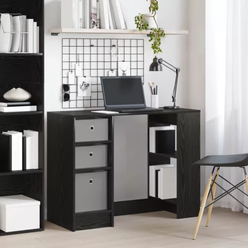  Asztal fiókkal polcokkal Fekete tölgy 100 x 40 x 75 cm Faanyag