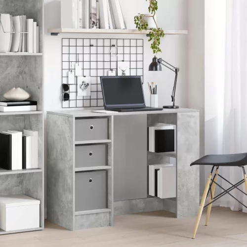  Asztal fiókkal polcokkal Beton Szürke 100 x 40 x 75 cm Faanyag