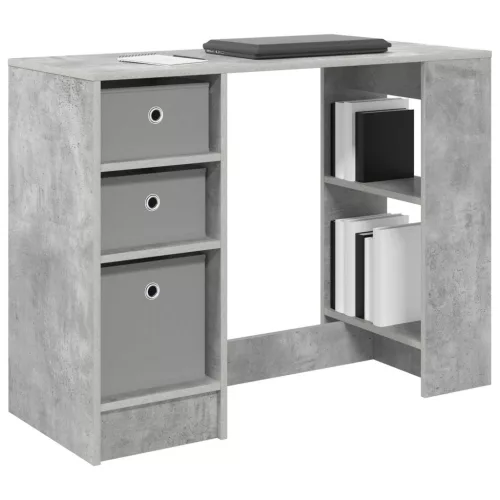  Asztal fiókkal polcokkal Beton Szürke 100 x 40 x 75 cm Faanyag