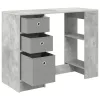  Asztal fiókkal polcokkal Beton Szürke 100 x 40 x 75 cm Faanyag