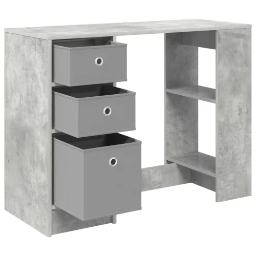  Asztal fiókkal polcokkal Beton Szürke 100 x 40 x 75 cm Faanyag