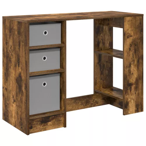  Asztal fiókkal polcokkal Füstölt tölgy 100 x 40 x 75 cm Faanyag