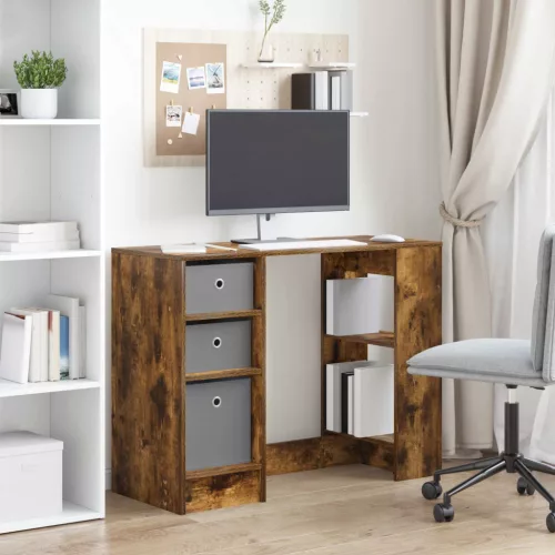  Asztal fiókkal polcokkal Füstölt tölgy 100 x 40 x 75 cm Faanyag