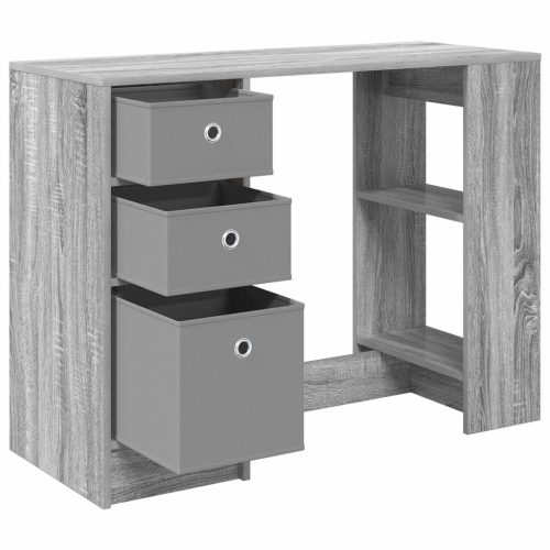  Asztal fiókkal polcokkal Szürke Sonoma 100 x 40 x 75 cm Faanyag
