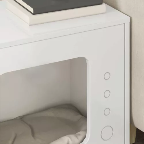  Macska Ház Fényes Fehér 51 x 30 x 42 cm Faanyag