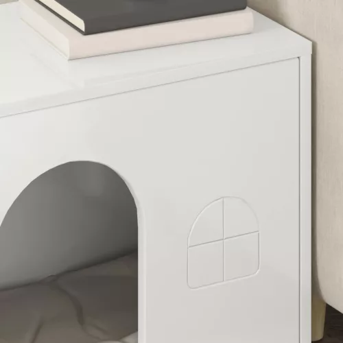  Macska Ház Fényes Fehér 51 x 30 x 52 cm Faanyag