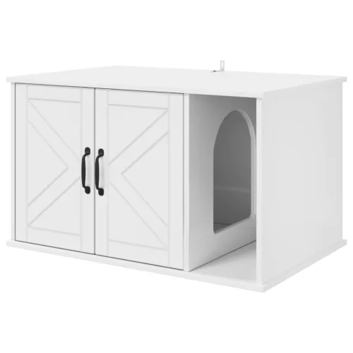  Macska Ház Fényes Fehér 85 x 55 x 50 cm Faanyag